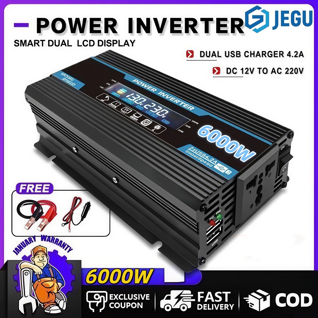 Jual JEGU Inverter 6000 Watt/12V Ke 220V AC Konverter Daya Tampilan LED ...
