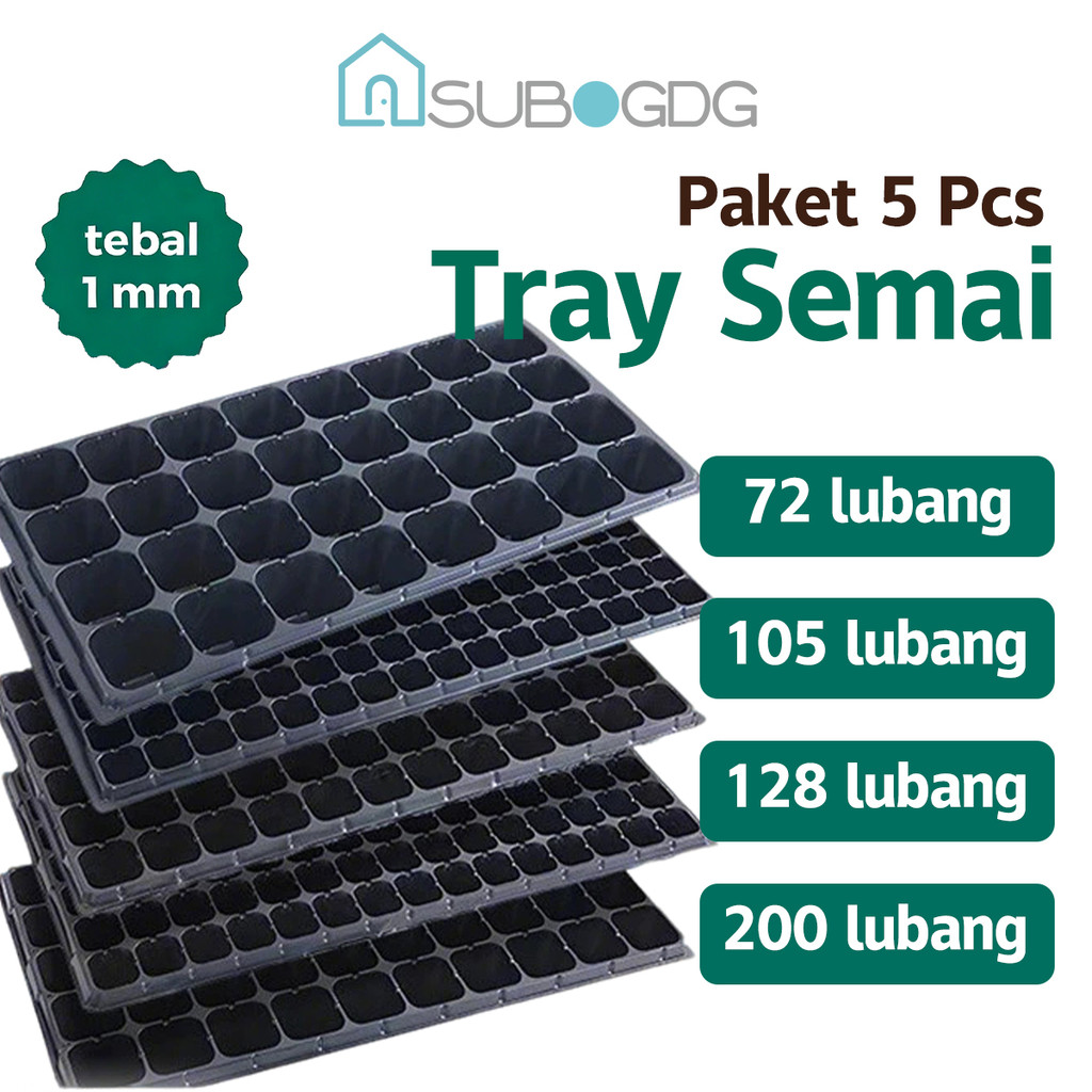 SUBOGDG Paket Tray Semai 10 pc Pot Tray Tebal 1MM Lubang 200 128 105 50 Media Tanam Semai Benih