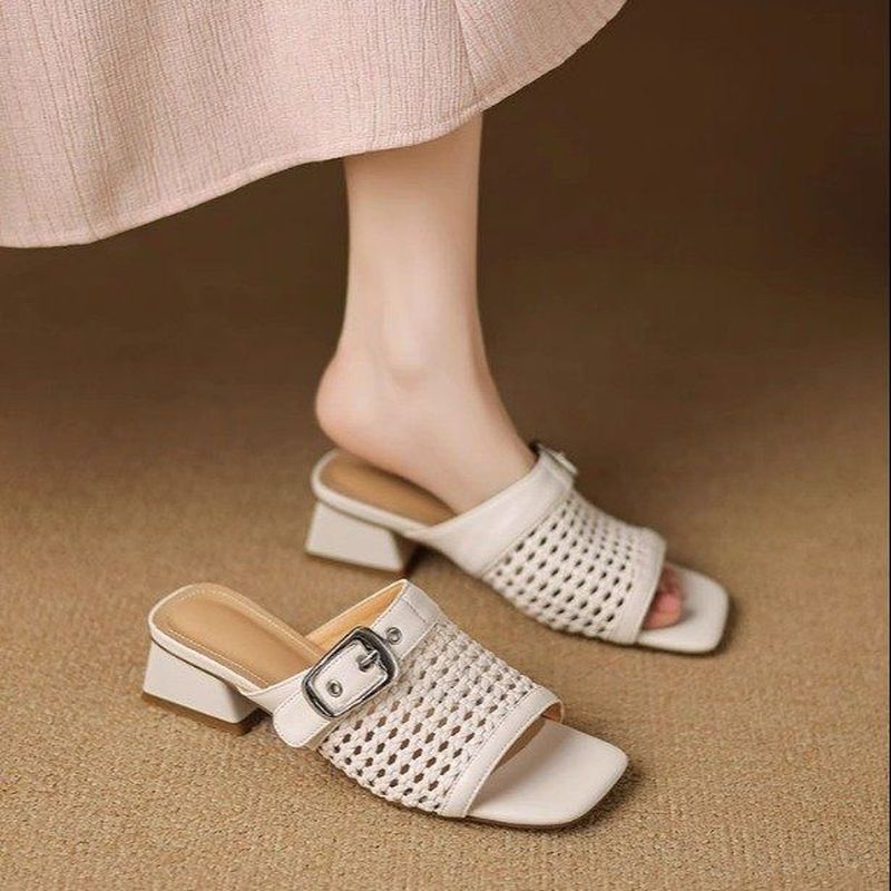 Jual [COD] Sandal wanita anyaman berlubang yang indah model baru hak ...