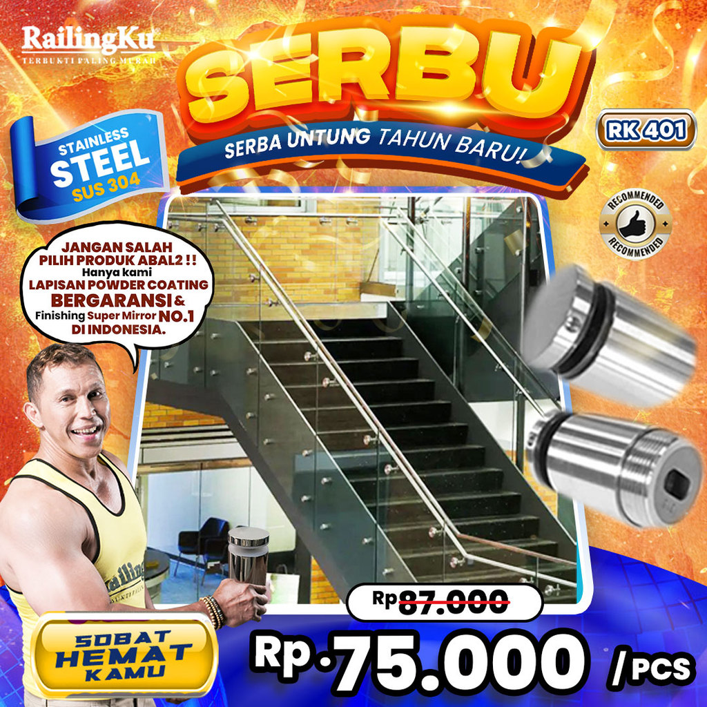 Jual Railingku Frameless Glass Railing Pin Kaca [SERBU!] RK 401 ...
