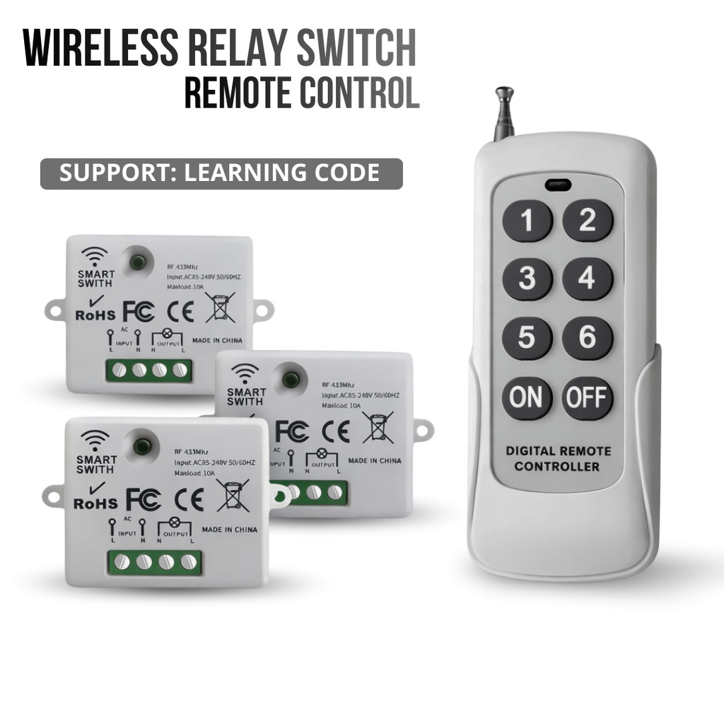 Jual Yulo Wireless Relay Switch Remote Control 433 MHz 220V 10A Listrik ...