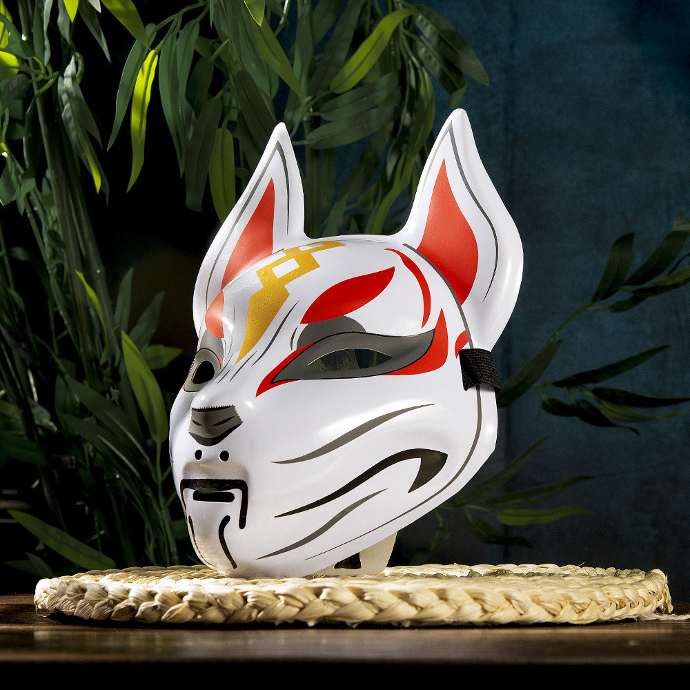 Jual Fox Mask Japanese Cosplay Mask Half Face PVC Kabuki Kitsune Masks ...