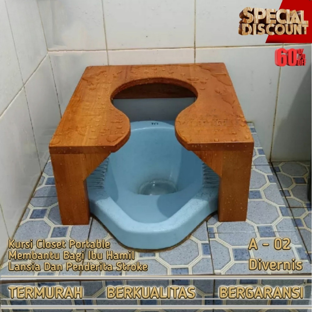 Kursi closet duduk Toilet Jongkok Kayu Portable 01 – Nyaman untuk Lansia, Bumil & Pasca Operasi