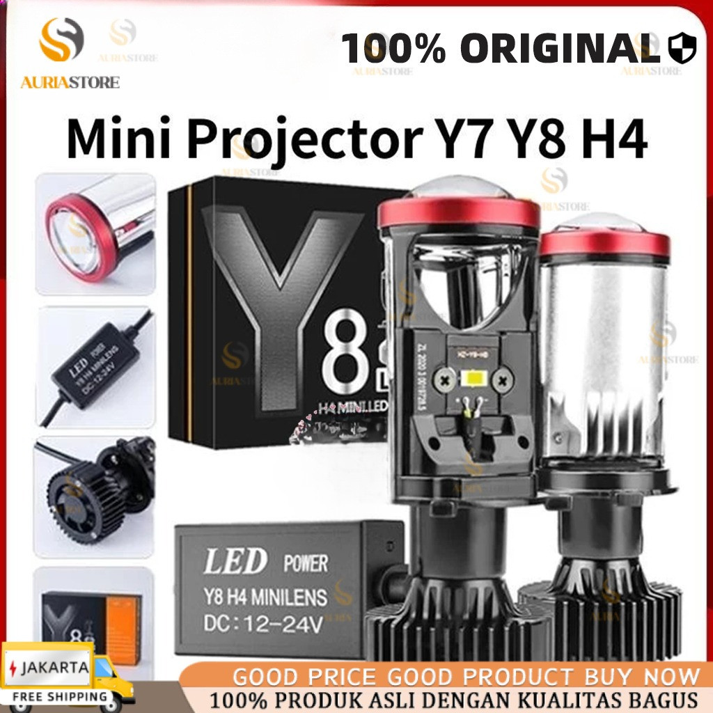 Kualitas impor 2PCS Y8/Y7 H4 Lampu Led Mobil Motor 150W Led Healight Mini Projector Projie 30000Lm 6000K A COD