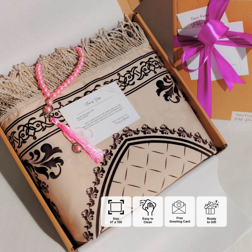 Firaza Official - Hampers Sajadah Premium Single Mewah - Gift Set Box Prayer Mat - Kado Bermanfaat