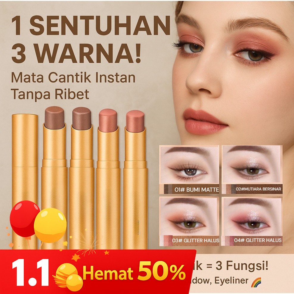 Jual COD[A Touch Of Three Colors] stik eyeshadow tiga warna dengan ...