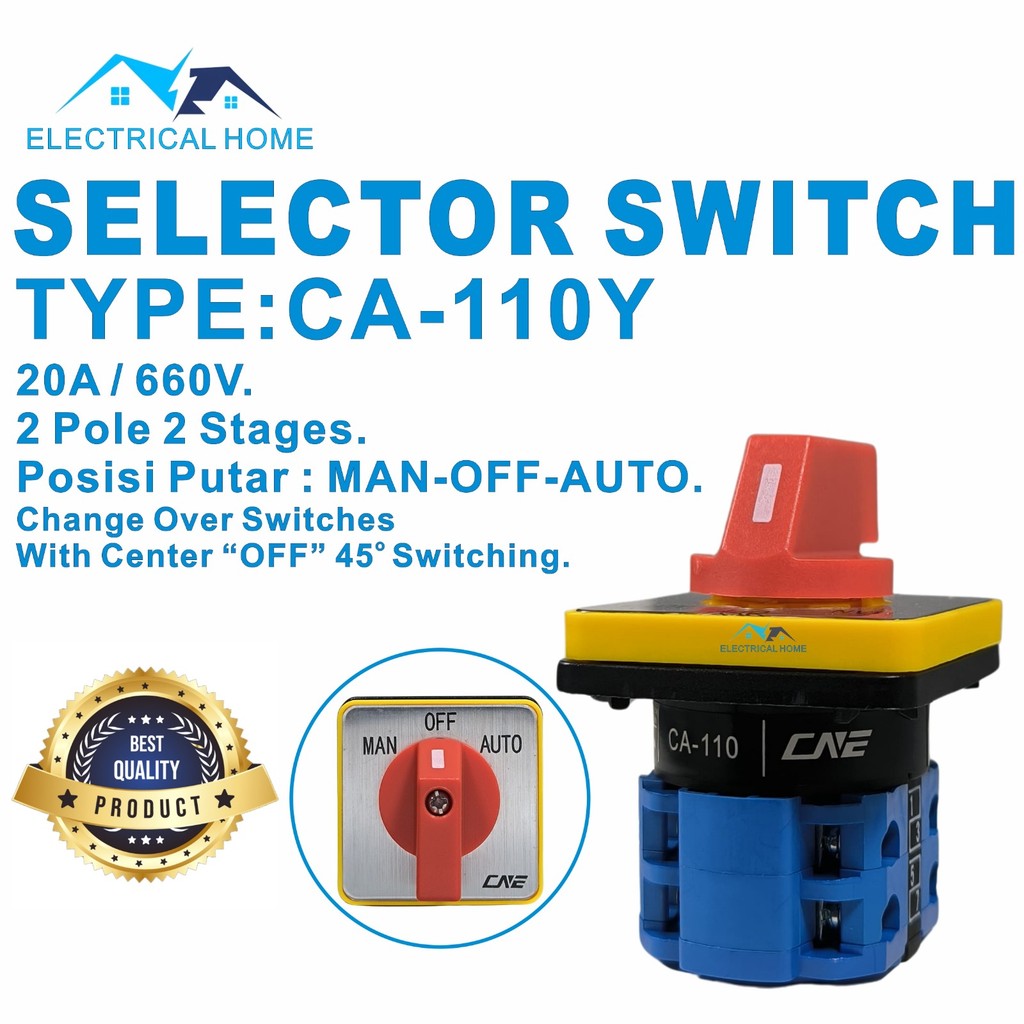 Jual Selector Switch 2 Pole 2 Stages / CA-110Y (MAN-OFF-AUTO) | Shopee ...