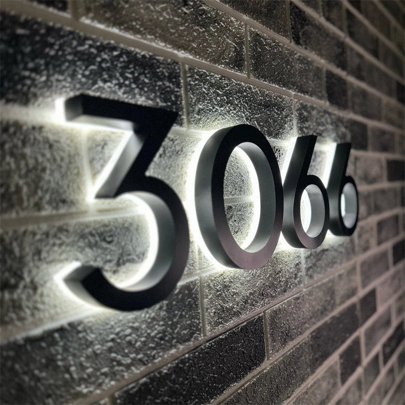 Jual LED House Numbers, Illuminated Address Number Sign, Metal Backlit ...