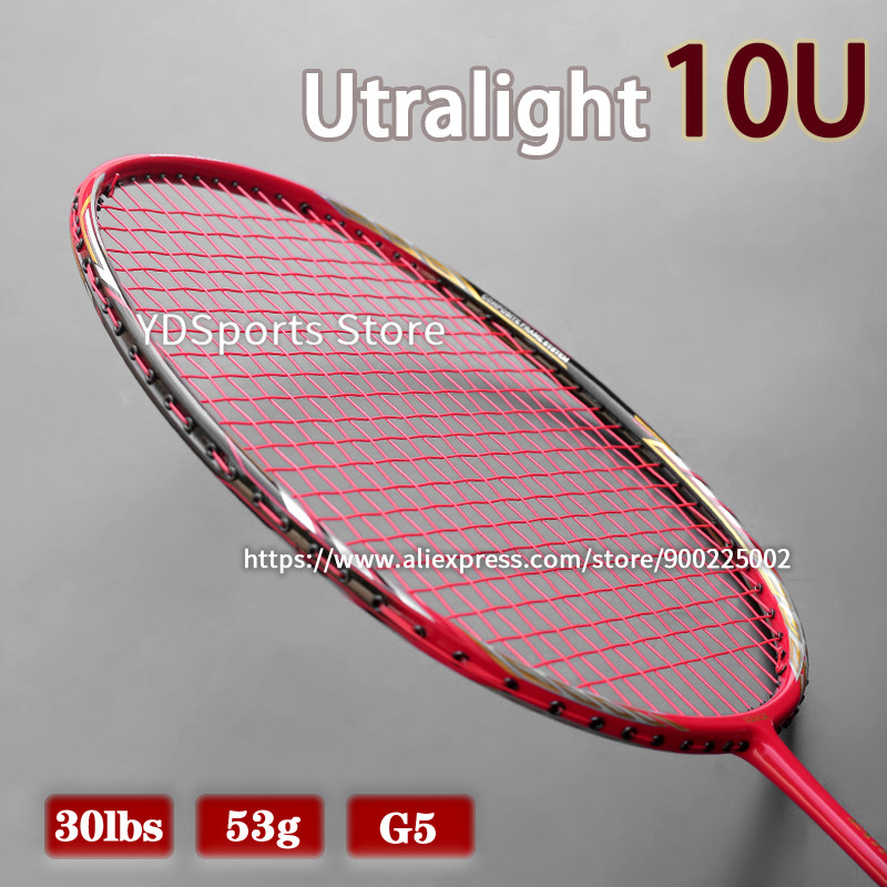 Jual Professional Lightest 10U Full Carbon Fiber Badminton Rackets ...