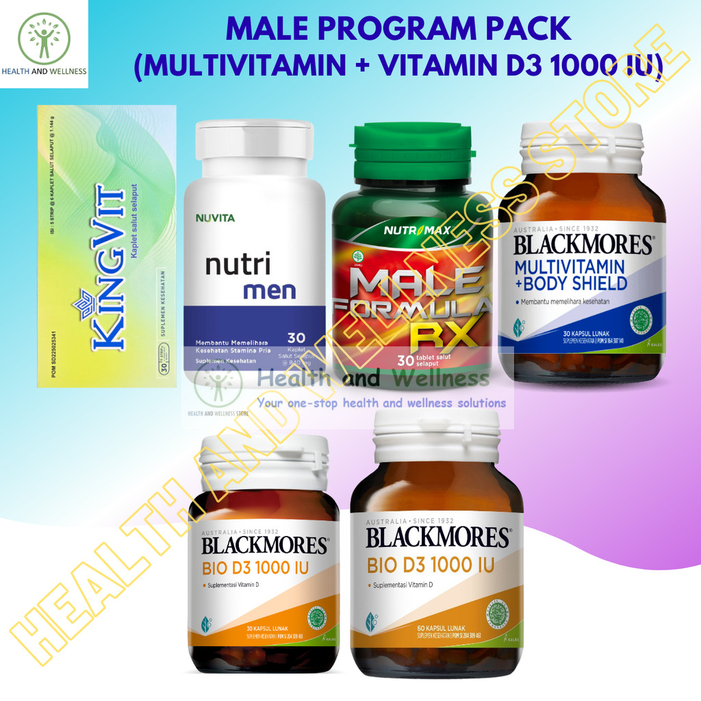 Jual Male Program Pack Multivitamin dan Blackmores Bio D3 1000 IU Pria ...