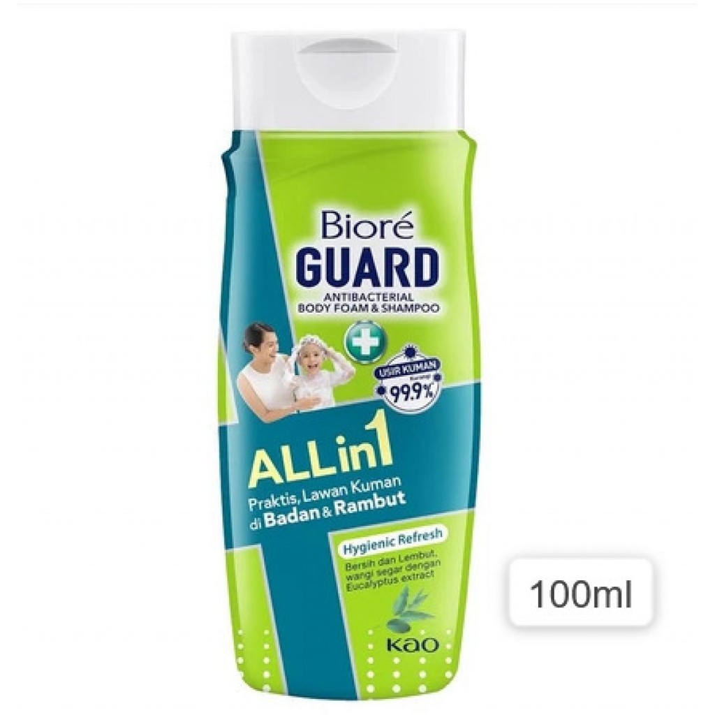 Jual Biore Guard All In 1 Body Foam & Shampoo Hygienic Refresh 100ml ...