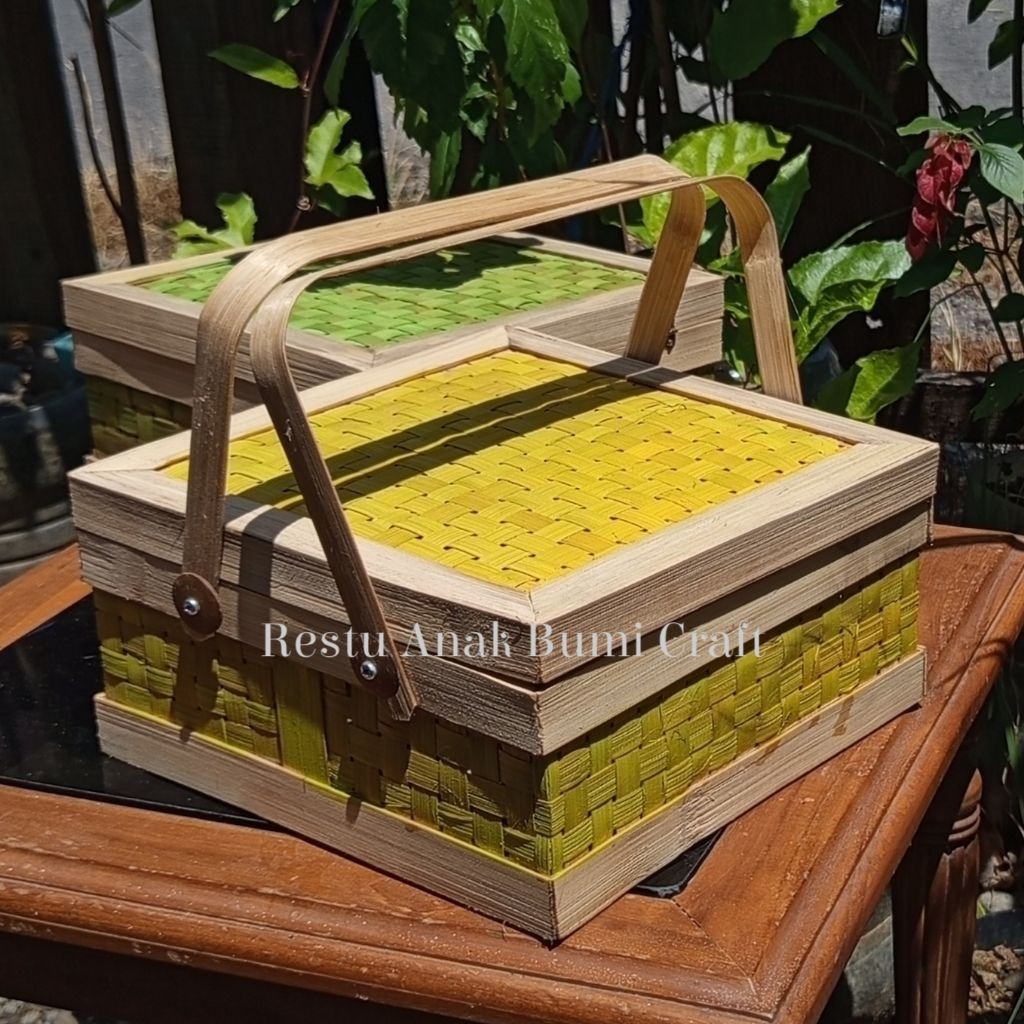 Jual ( R25 ) kotak hampers warna hijau & kuning ukuran 20cm 25cm 30cm ...