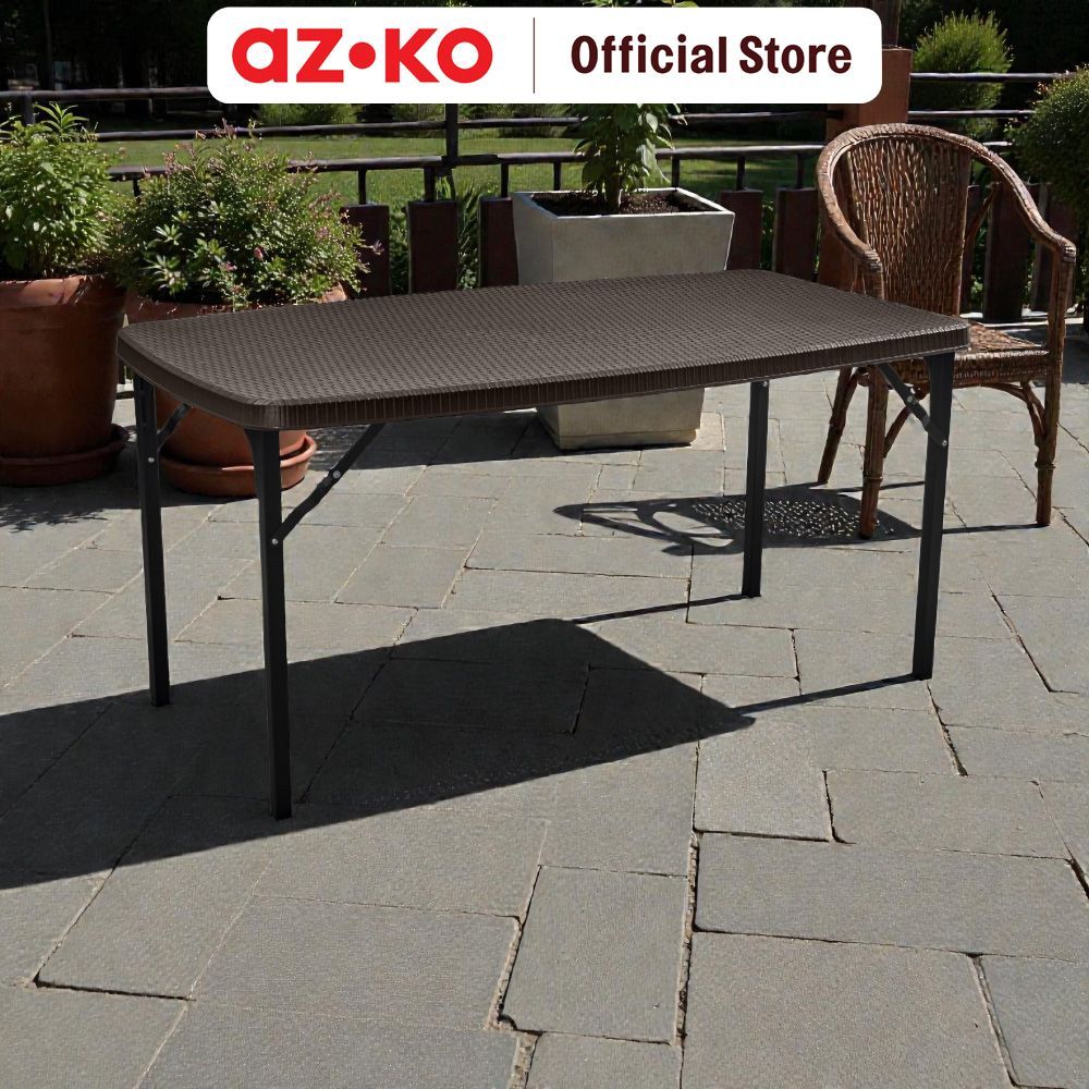 Jual AZKO Krisbow 152 cm Meja Lipat Rotan - Cokelat Meja Lipat Portabel ...