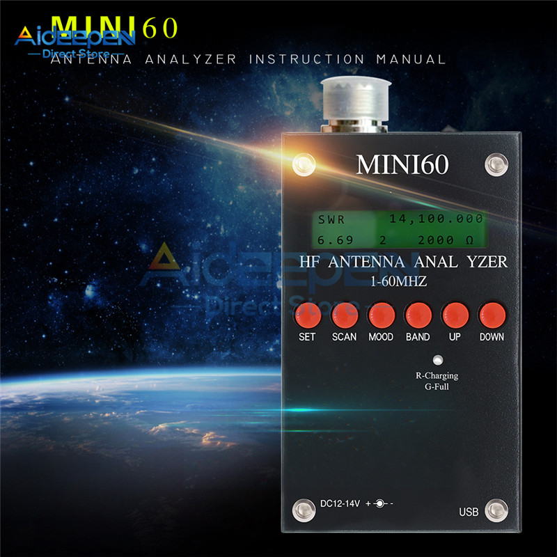 Jual Mini60 Sark100 1-60MHz HF ANT SWR Antenna Analyzer Meter Tester ...