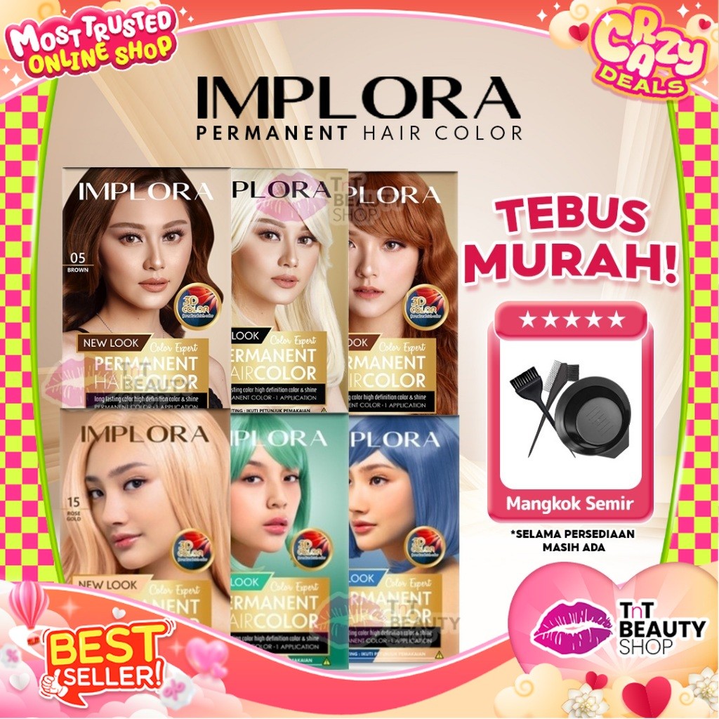 Jual IMPLORA New Permanent Hair Color / Cat Rambut Perwarna Bleaching ...