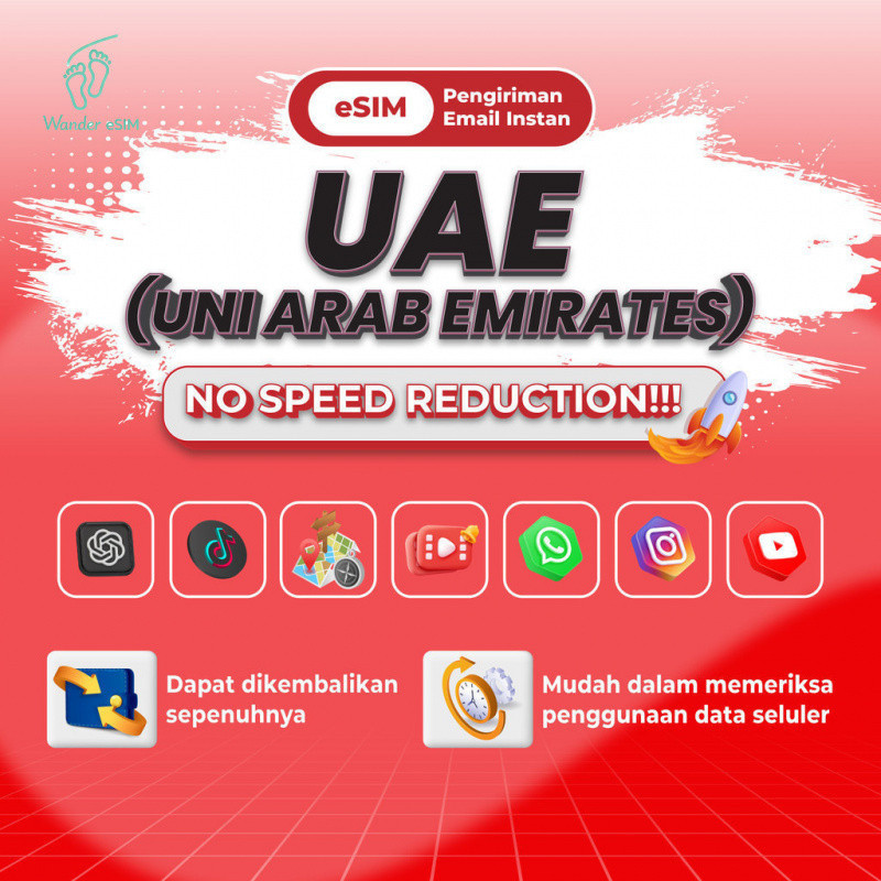 Jual Wander United Arab Emirates esim Roaming Data | 10-30Hari ...