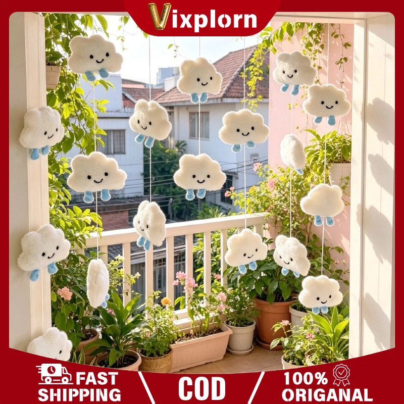 Vixplorn Ornamen Gorden Pintu Tirai Awan Imut Tanpa Lubang Tanpa Bor Dekorasi Dinding Bergaya INS Hiasan Gantung Awan 3D Yang Unik Dan Cantik Untuk Pintu Dan Jendela Rumah