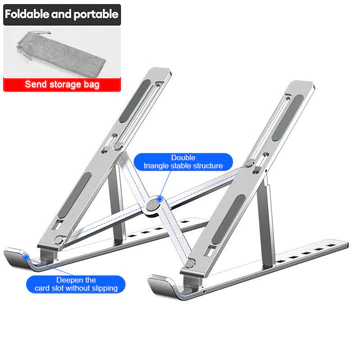 Foldable Laptop Stand Portable Aluminium Alloy Cooling Bracket Adjustable Height Ergonomic