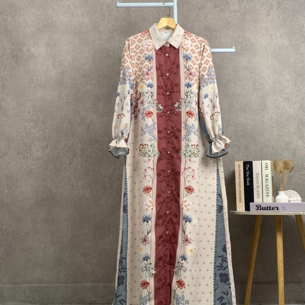 Jual FADFAD Gaun Panjang Wanita | Motif Bunga Patchwork Retro | Bahan ...