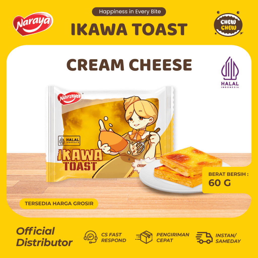Jual NARAYA Ikawa Toast 60g - Cream Cheese | Shopee Indonesia