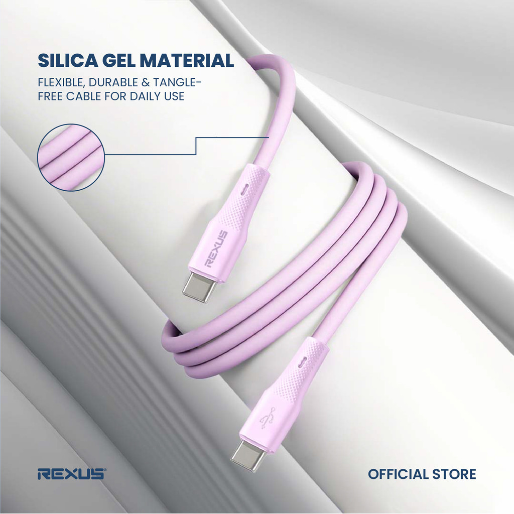 Rexus Cable CB10 Type C to C / A to C 65W Fast Charging Silicone (2)
