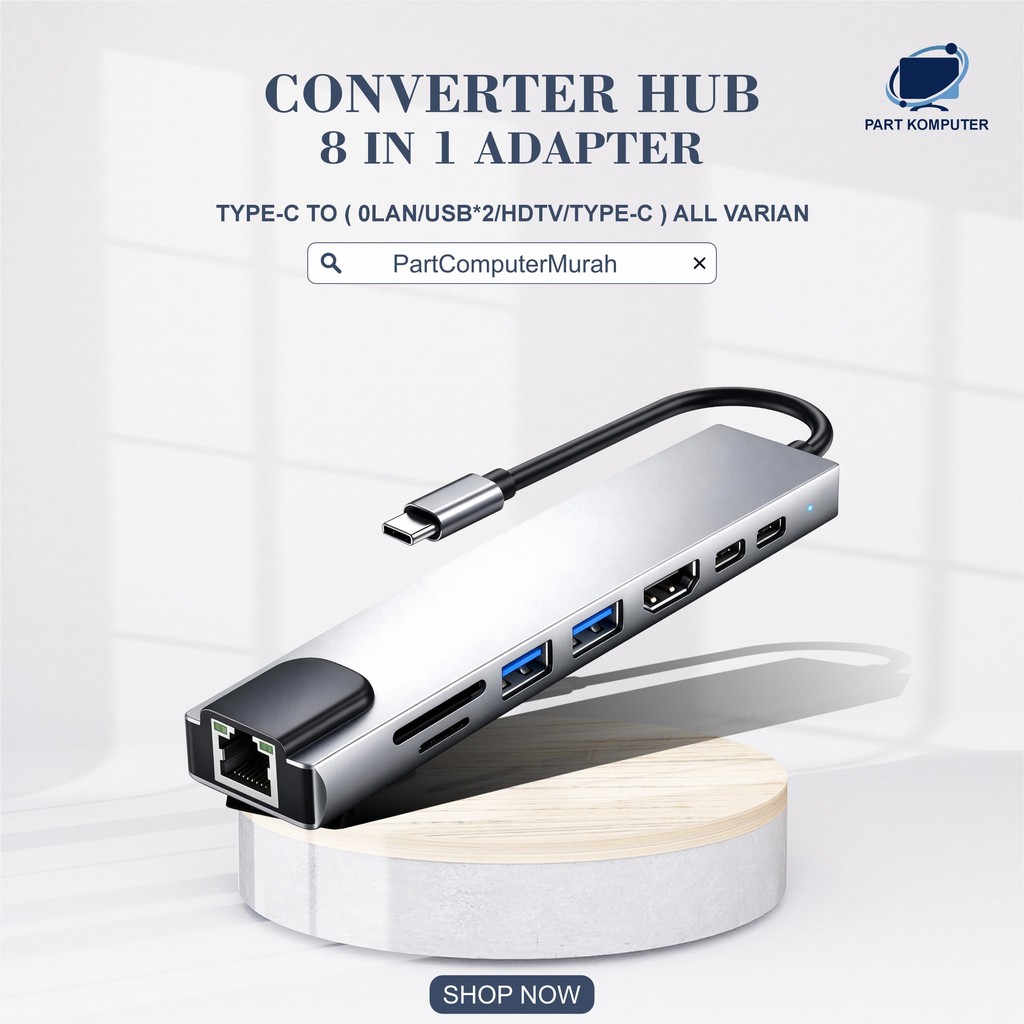 Jual USB 8 In 1 Converter Type C Hub Adapter Multi USB HUB Type-C to ...