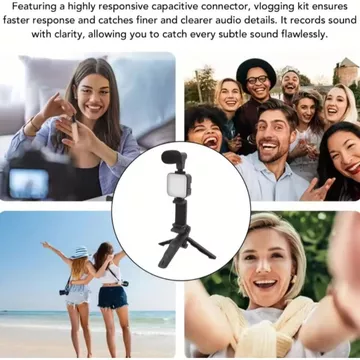 Tripod Vlogging HP Mini Dengan Microphone Dan LED Light Stand Smartphone Untuk Live Streaming