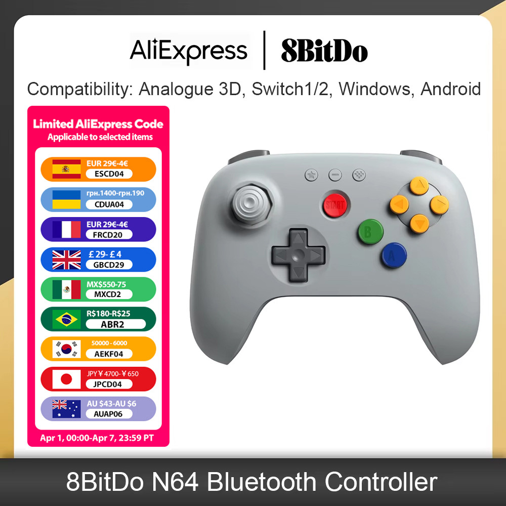Jual 8BitDo N64 Bluetooth Controller with Hall Effect Joysticks for ...
