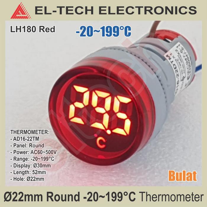 Jual 22mm Temperature Meter -20~199C AD16-22TM AD101-22TM Thermometer ...