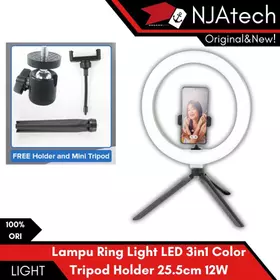Taffstudio Lampu Ring Light LED 3in1 Color Dengan Tripod Holder 25.5cm 12W Ringlight QX 260