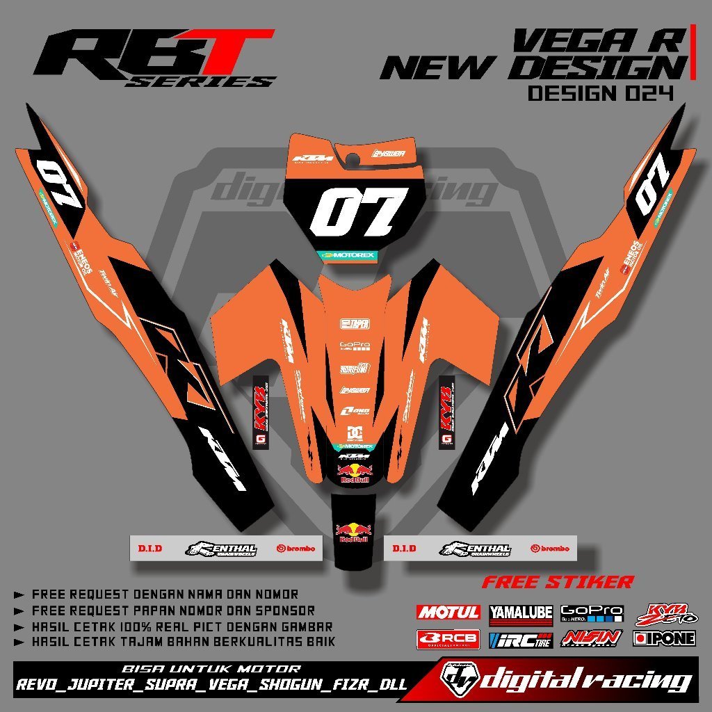 Jual Stiker Motor RBT/GTX VEGA R NEW Stiker Striping Bebek MOTIF ...