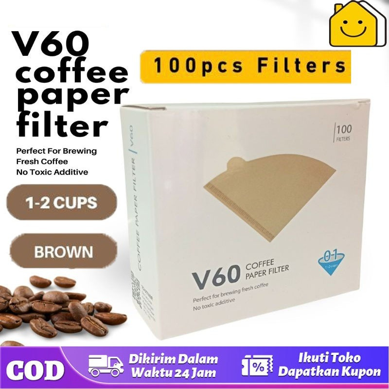 Jual 100 Pcs Kertas Filter Saringan V60 Drip Kopi Size 01 1 2 Cup Brown 