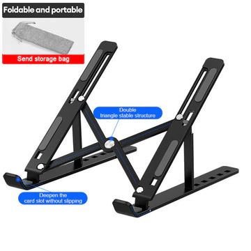 Foldable Laptop Stand Portable Aluminium Alloy Cooling Bracket Adjustable Height Ergonomic
