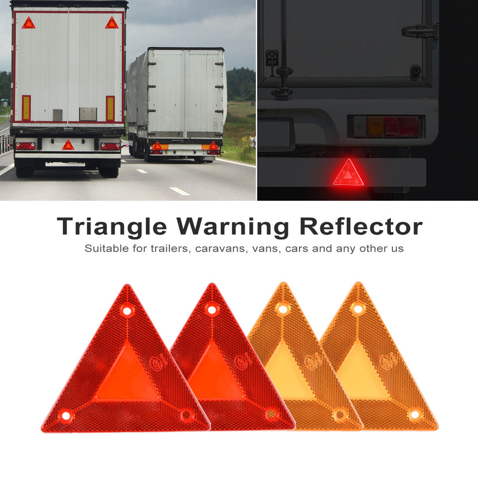 Jual 2pcs Triangle Warning Reflector Truck Stop Warning Sign Plate Rear ...