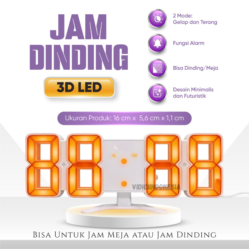 Jual Jam Meja Dinding Digital 3D LED Clock Bentuk Angka Modern ...