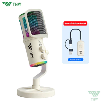 TNW K20 USB Kondensor Mikrofon Wireless Desktop Microphone With RGB Light Untuk Podcaster Gamer