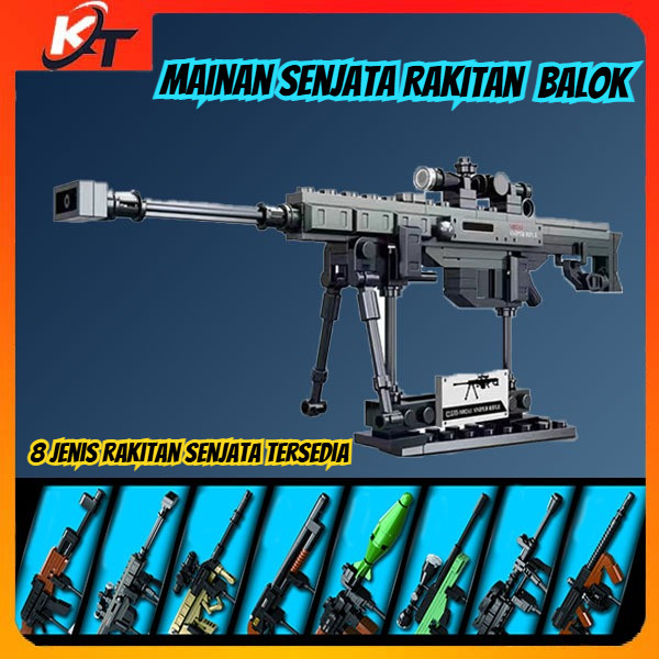 Jual Mainan Blok Bangunan Senjata Militer M82A1/AK-47/AWM/RPG Mainan ...