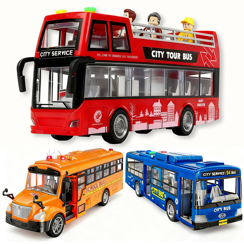 Jual Children Large Buses Model Car Toys Simulation School Bus Double ...