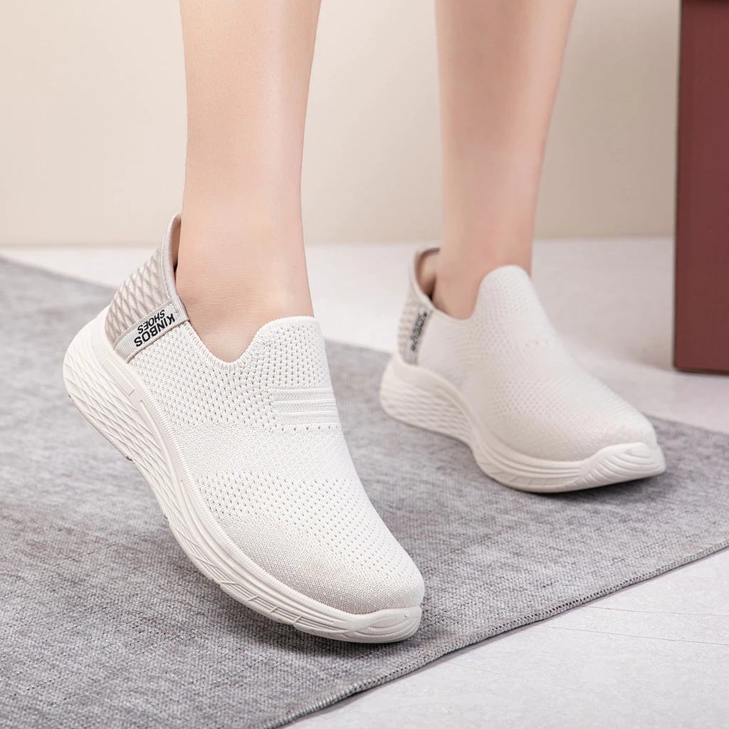 KinBos Sepatu Sneakers Wanita Rajut Sporty Slip On