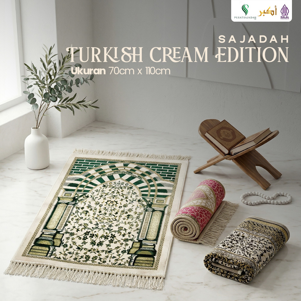 Sajadah Dewasa Tebal | Turkish Cream Edition | Uk. 70x110 | Model Terbaru | Gift | Souvenir Haji | Turki | Terlaris | Lembut | Termurah | Mewah | Elegant | Cantik | Grosir | Rekomendasi