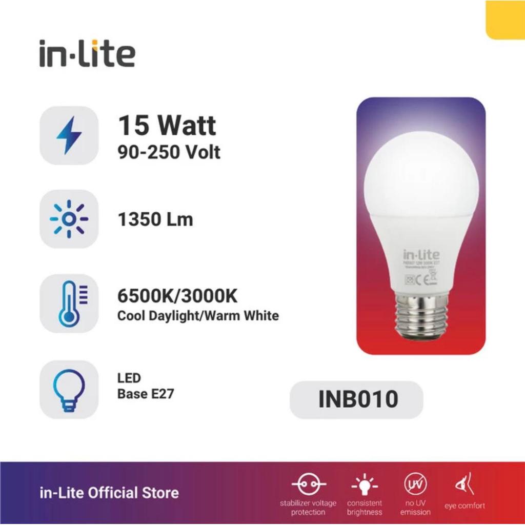Jual InLite Lampu Bohlam Bulb LED 15 Watt Putih INB010 | Shopee Indonesia