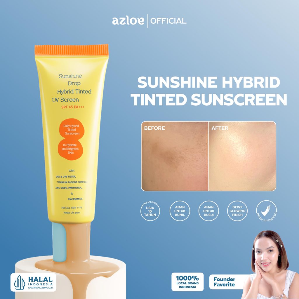 Jual AZLOE TINTED SUNSCREEN HYBRID KULIT KERING [TELAH UJI SPF INVIVO ...