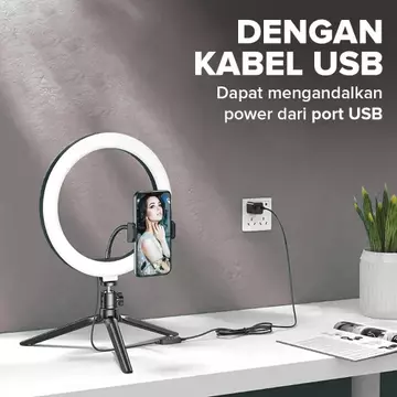 Taffstudio Lampu Ring Light LED 3in1 Color Dengan Tripod Holder 25.5cm 12W Ringlight QX 260