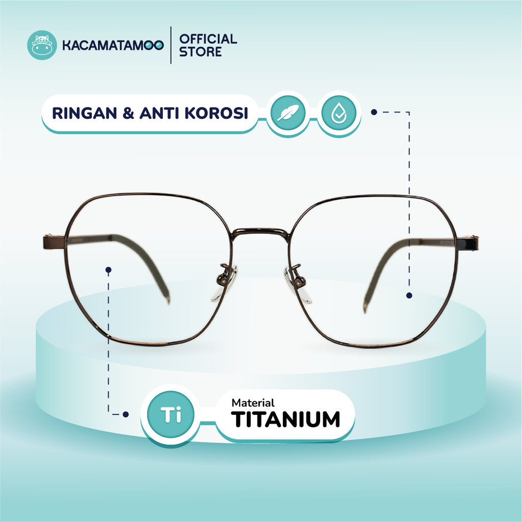 Jual KACAMATAMOO Frame Kacamata Square STEVE SQ-T6615 Unisex | Titanium ...