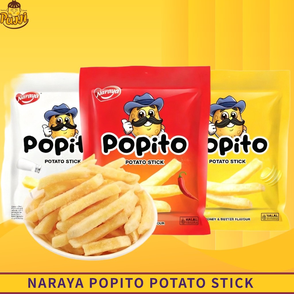 Jual Naraya Popito Potato Stick Rasa Salted, Honey Butter & Hot Spicy ...