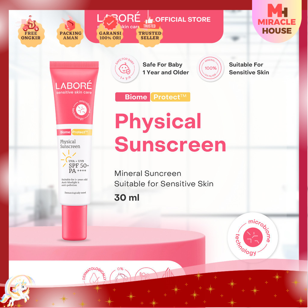 Jual Labore Physical Sunscreen SPF 50 PA++++ Full Size 30ml - Mineral ...