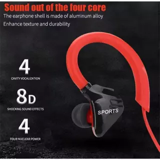 Headset Kabel Sport 8D Bass Earhook Ringan Nyaman Suara Earphone Jernih Cocok untuk Olahraga Musik