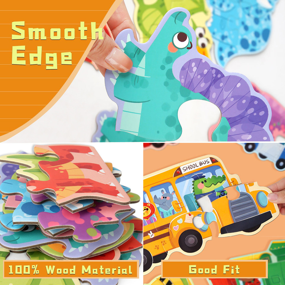 Jual Wooden Jigsaw Puzzles for Toddlers Cartoon Animal Paper Puzzles ...