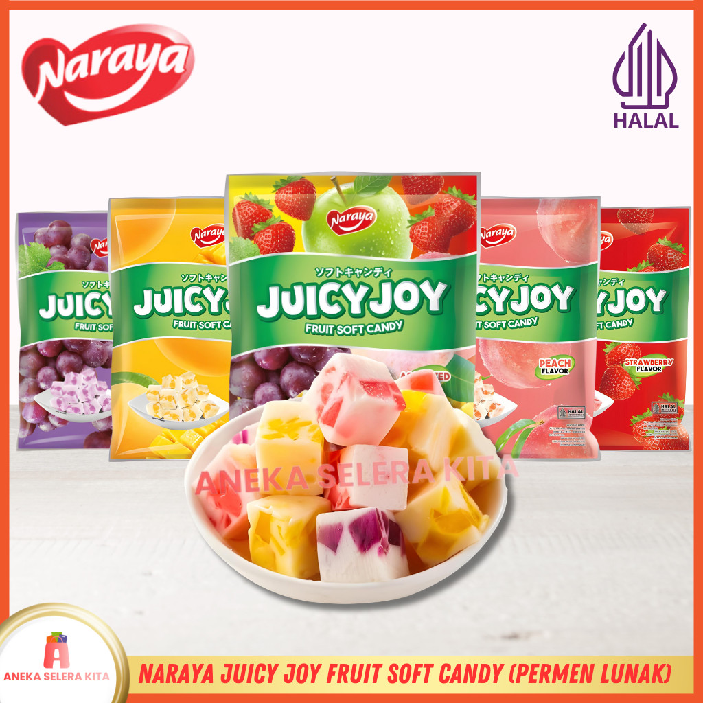 Jual Naraya Juicy Joy Permen Lunak Aneka Buah Rasa Grape, Mango ...