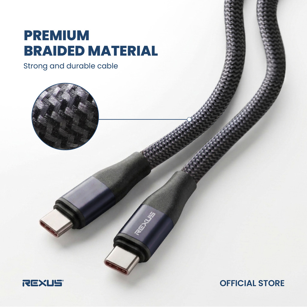 Rexus Cable CB100 Type C to C 100W Fast Charging Braided (3)